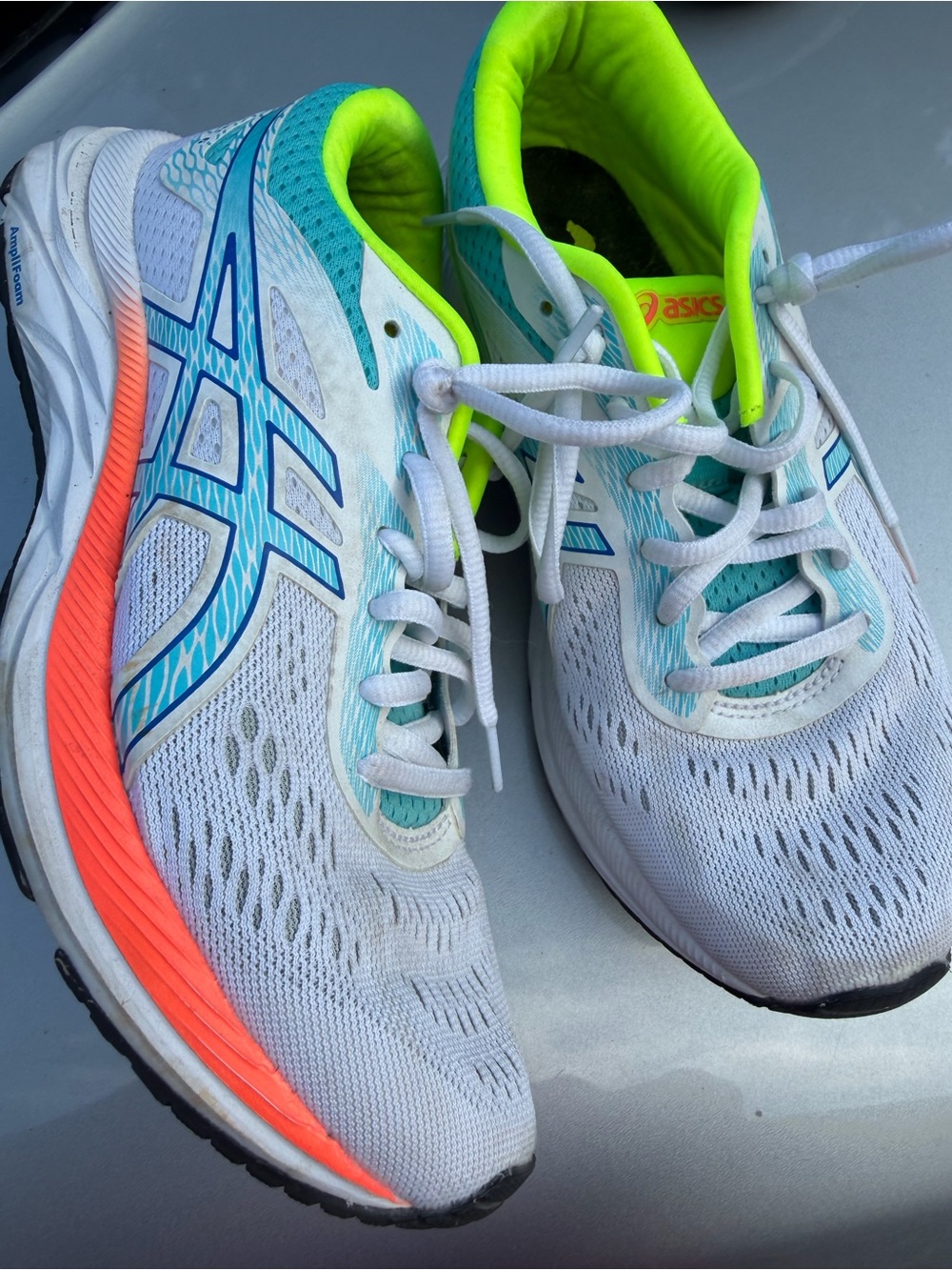 ASICS womens size 6.5 Sneakers with Neon Green Accents